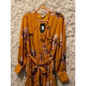 Mustard Yellow Floral Maxi Dress